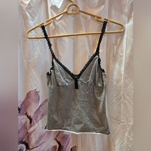 Forever 21 cami tank top black white stripes adjustable strap Small